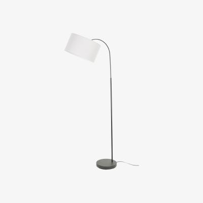 The Range Modern Designer Style Dark Grey Curved Stem Floor Lamp With Grey Drum Shade - Grey