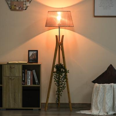 The Range Floor Lamp with Tripod Base and Fabric Shade - Grey