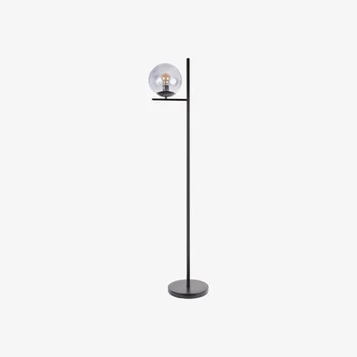 The Range Industrial Style Matt Black Metal Standing Floor Lamp With Smoked Glass Shade - Matt Black