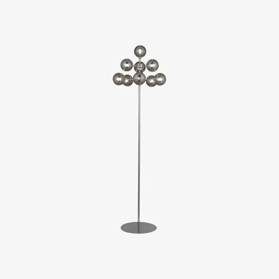The Range 9 Light Smokey Glass Floor Lamp - Silver