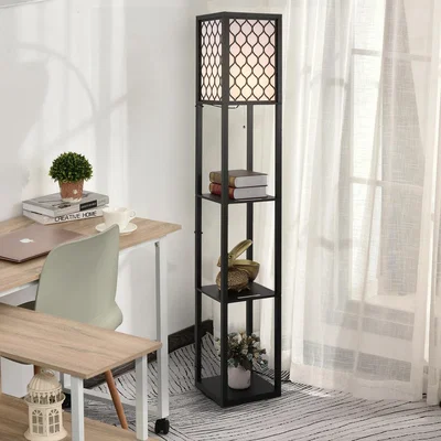 The Range Floor Lamp Light with 4 tier Open Shelves - Black, White