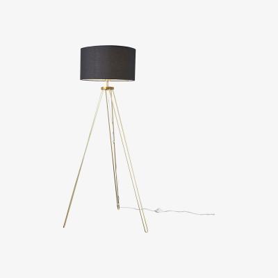 The Range Aero Gold Floor Lamp With Black Drum Shade - Gold