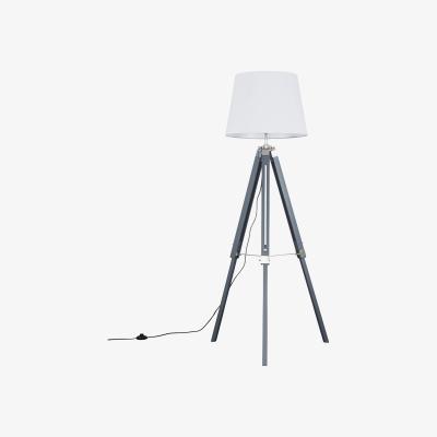 The Range Modern Grey And Silver Chrome Tripod Floor Lamp With White Light Shade - Grey