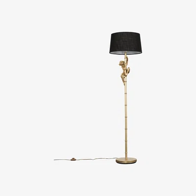 The Range Monkey Black Floor Lamp Gold Shade - Black