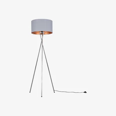 The Range Camden Tripod Silver Floor Lamp With Reni Grey  Copper - Silver