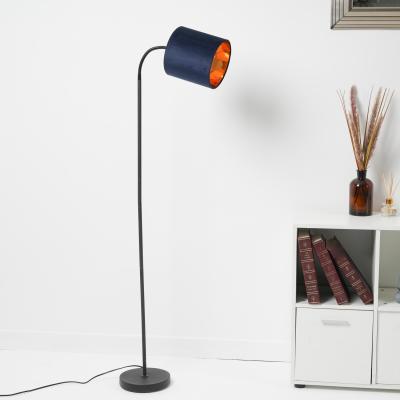 The Range Hove Floor Lamp with Metallic Inner Lined Velvet Shade - Navy