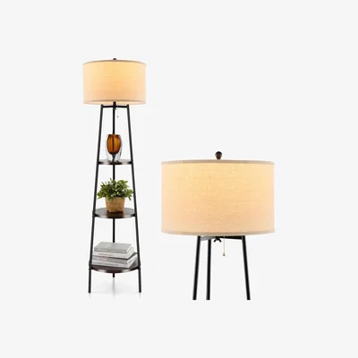 The Range 3-Tier Modern Floor Lamp with Shelf - Black