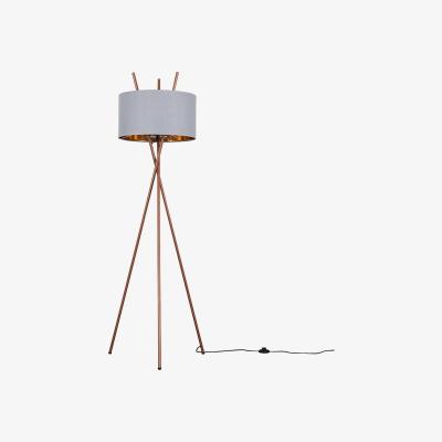 The Range Copper Metal Crossover Design Tripod Floor Lamp With Grey And Copper Shade - Copper