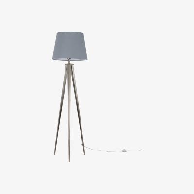 The Range Nero Silver Floor Lamp With XL Grey Shade - Silver