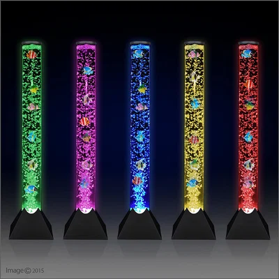 The Range LED Colour Changing Novelty Sensory Tower Fish Bubble Lamp - 80cm - Black