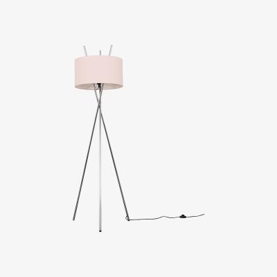 The Range Polished Chrome Metal Crossover Design Tripod Floor Lamp With Pink Shade - Silver
