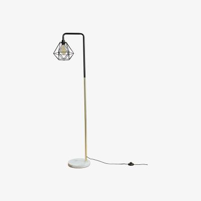 The Range Black Gold Metal And White Marble Base Floor Lamp With Metal Basket Cage Shade - Gold