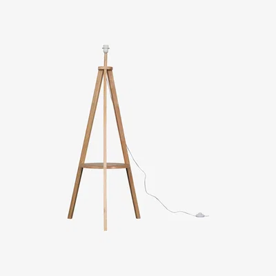 The Range Modern Light Wood Tripod Design Floor Lamp Base With Storage Shelf - Brown