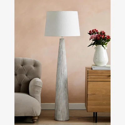 Rose & Grey White Wood Effect Floor Lamp