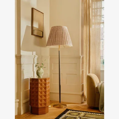 Soho Home Beckett Leather Floor Lamp, Patterned Shade