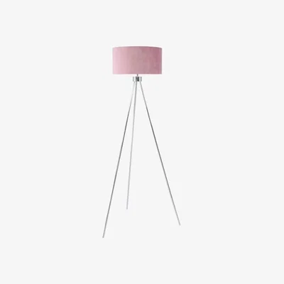 Teddy Beau Deco Home Large 159cm Chrome Tripod Floor Lamp With Pink Velvet Shade