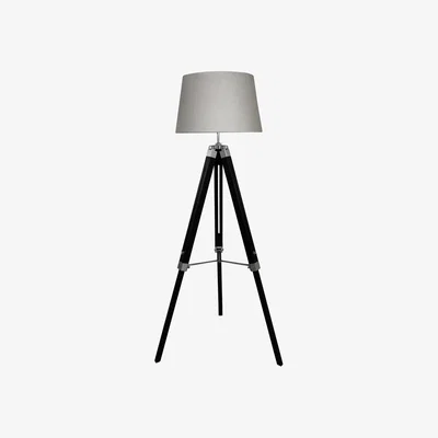 Teddy Beau Deco Home Black Hollywood Floor Lamp With Charcoal Shade / Charcoal