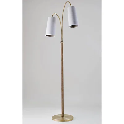 Tobias Oliver Porta Romana I Kelly floor Lamp | Antique Brass with Dark Cane