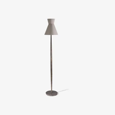 Tobias Oliver Porta Romana I Daphne Floor Lamp I Burnt Silver With Warm Grey Shade