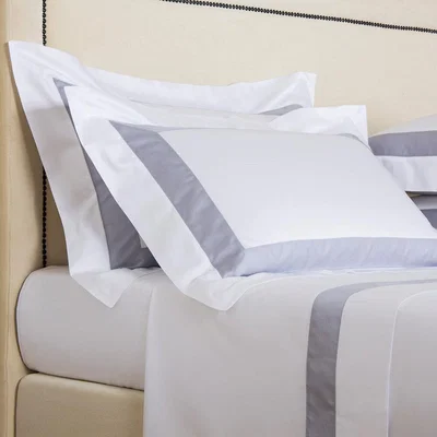 Amara Frette - Bicolore Flat Sheet Set - Super King - White/Light Azure