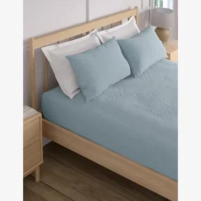 Marks & Spencer M&S Pure Linen Deep Fitted Sheet - 6FT - Chambray, Chambray,Silver Grey,Pink,Natural,Sage