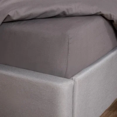 The Range Plain Polycotton 50/50 Elasticated Fitted Bed Sheet - Grey / Superking