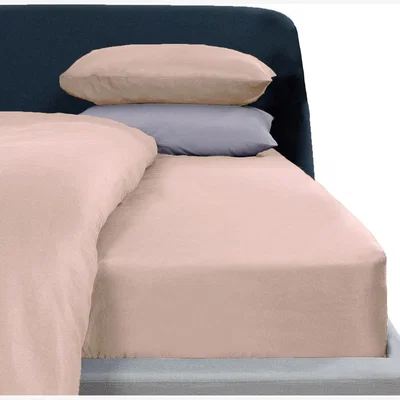 The Range Brentfords Plain Dyed Fitted Bed Sheets Non-Iron - Pale Pink / 0.5kg / Superking