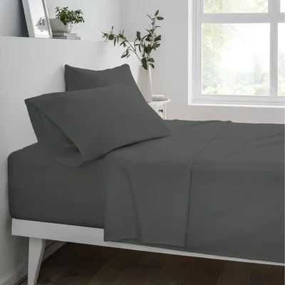The Range Sleepdown Easy Care Fitted Bed Sheet - Charcoal / Superking