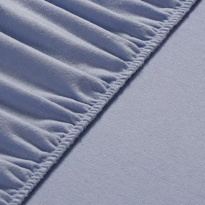 The Range Velvet Flannel Cotton-Flannel Fitted Bed Sheet - Deep Pocket x32 cm - Winter Blue / Superking