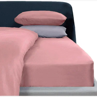 The Range Brentfords Plain Dyed Fitted Bed Sheets Non-Iron - Dusty Pink / Superking