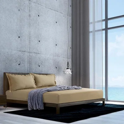 The Range Palace Percale Fitted Bedsheet - Golden Beige / Superking