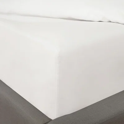 The Range Highams Luxury Plain Dyed Cotton 30cm Deep Fitted Sheet - White / Superking