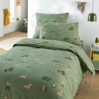 La Redoute Yosemite Camp Child's Duvet Cover in Cotton with Animal Print