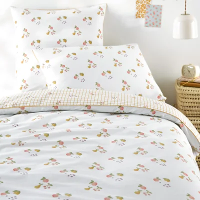 La Redoute Lilac Fruit Print 50% Recycled Cotton Child's Duvet Cover