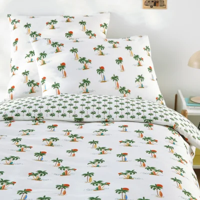 La Redoute Tapahi Palm Tree Print 50% Recycled Cotton Child's Duvet Cover