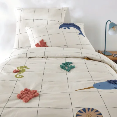 La Redoute Heol Under The Sea 20% Recycled Cotton Duvet Cover With Tufting