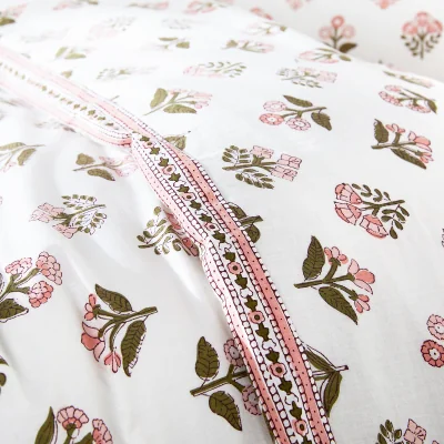 La Redoute Vandi Ecru Floral Print Washed Cotton Child's Duvet Cover