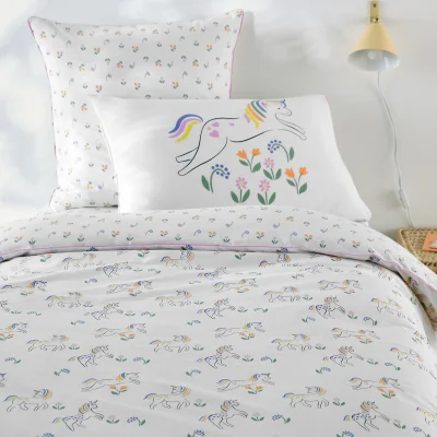 La Redoute Tamila Unicorn Print 50% Recycled Cotton Duvet Cover