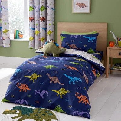 La Redoute Prehistoric Dinosaurs Kids Duvet Cover and Pillowcase Set