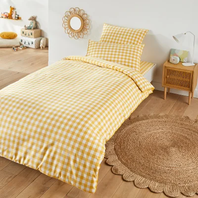 La Redoute Veldi Yellow Gingham Check 100% Cotton Child's Duvet Cover