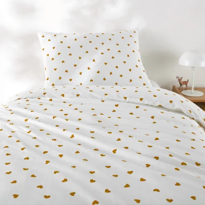 La Redoute Scacco Caramel Child's Duvet Cover Set in 50% Recycled Cotton with Rectangular Pillowcase