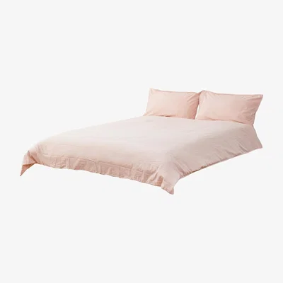 BHS.com Double Stonewashed Cotton Bedding Set, Soft Pink