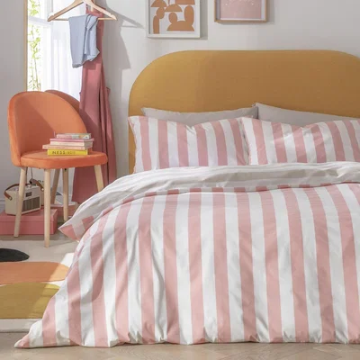 Habitat Habitat Summer Haze Stripe Pink Bedding Set - Double