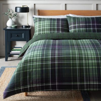 Habitat Habitat Brushed Cotton Green Check Bedding Set - Double