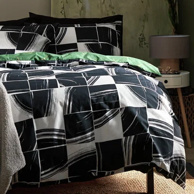 Habitat Habitat Mark Check Print Black & White Bedding Set - Double