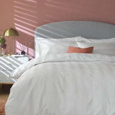 Habitat Habitat Cotton 400TC Sateen Stripe White Bedding Set -Double