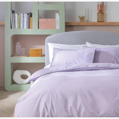 Habitat Habitat Reset Cotton Textured Print Lilac Bedding Set-Double
