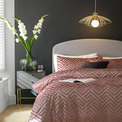 Habitat Habitat Geo Velvet Blush Pink Bedding Set - Double