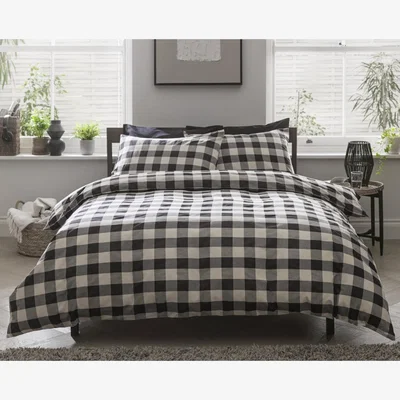 Habitat Habitat Gingham Check Black & White Bedding Set - Double