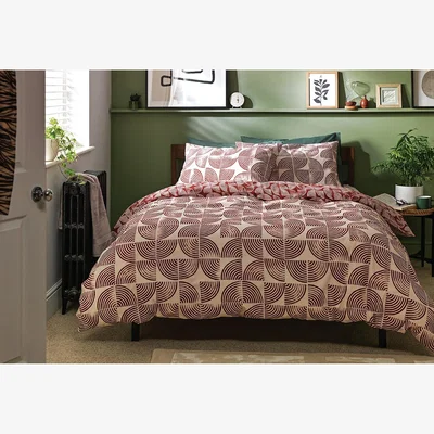 Habitat Habitat Geometric Stripe Red & White Bedding Set - Double